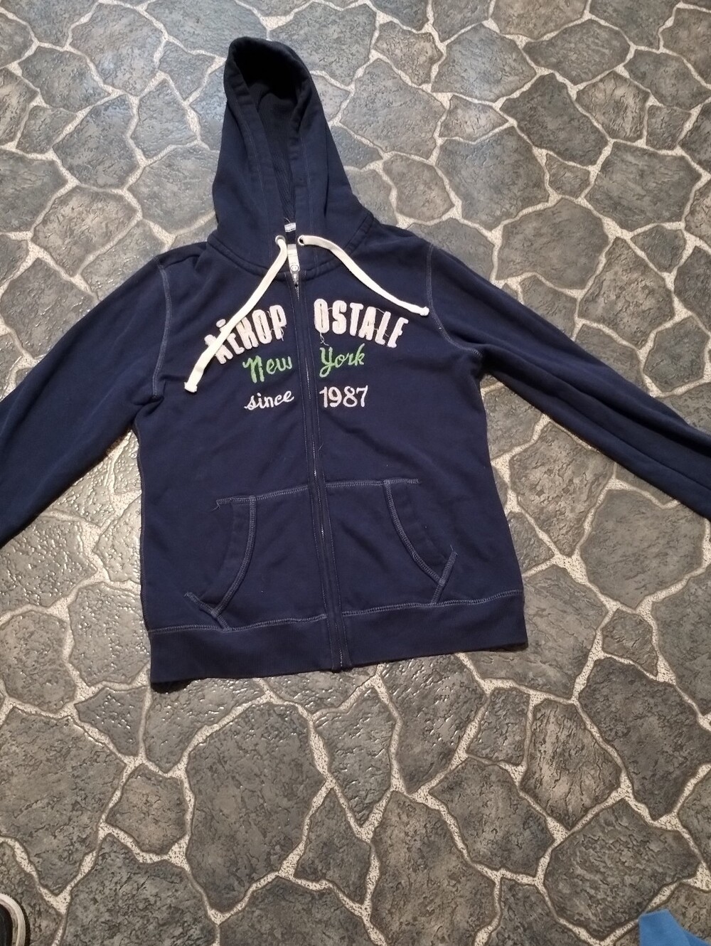 Aeropostale Womens Navy Blue Thick full zip hoodie Size L VINTAGE Y2K